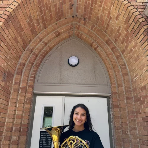 Customer posing with new horn